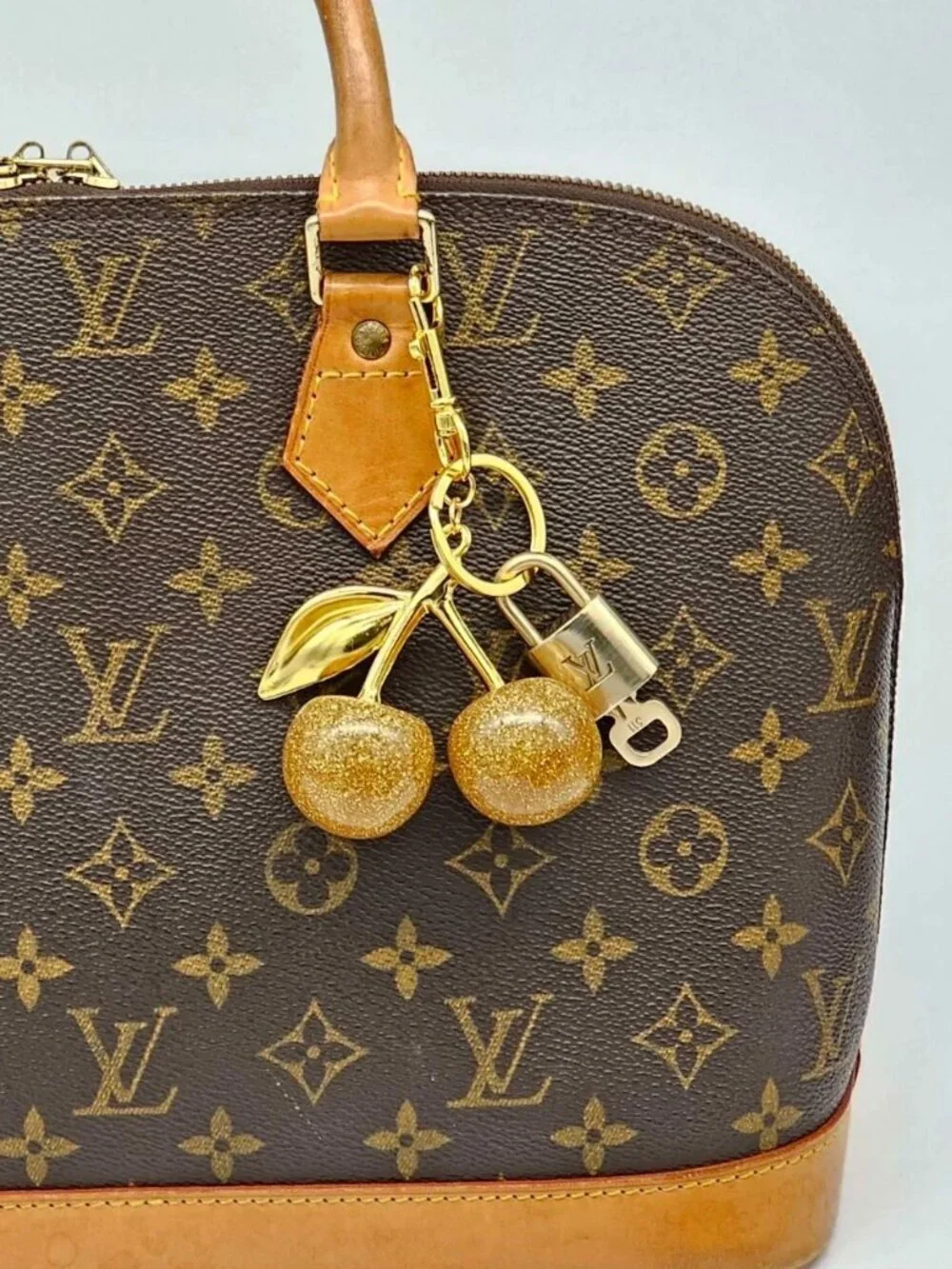 Authentic Louis Vuitton Lock & Key Gold ✨ Unbranded Apple Keychain Bag Charm LV
